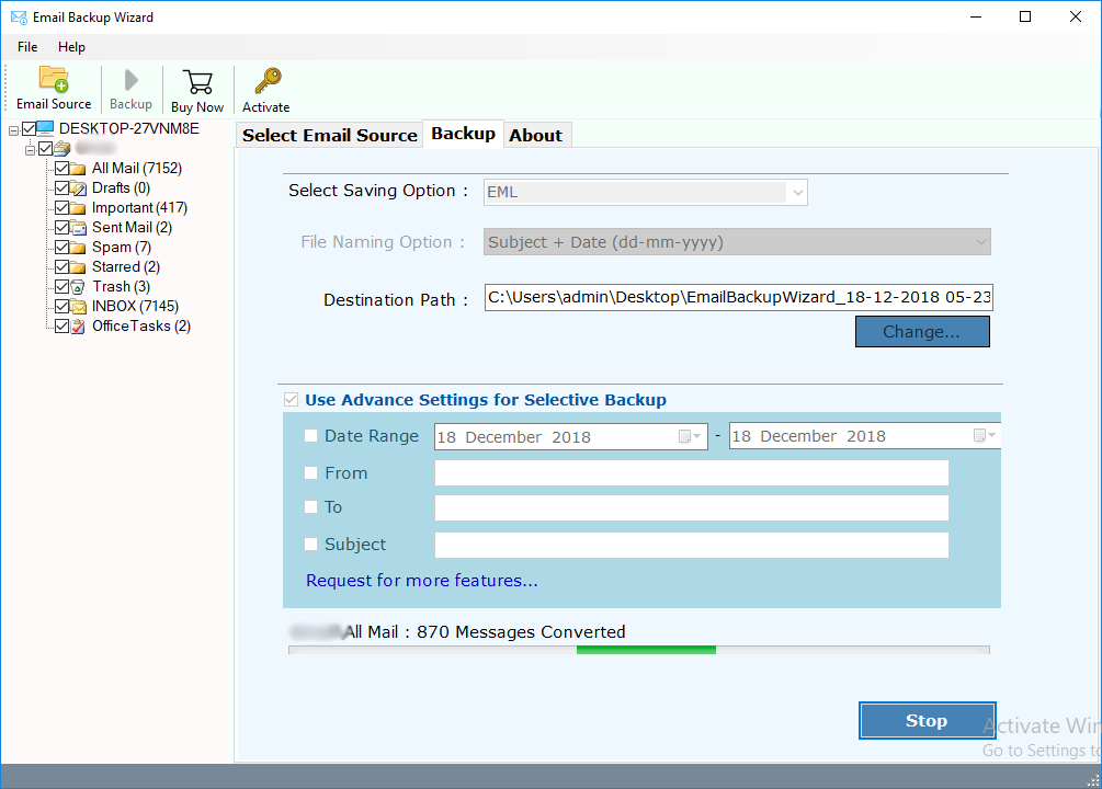 mails backup conversion process