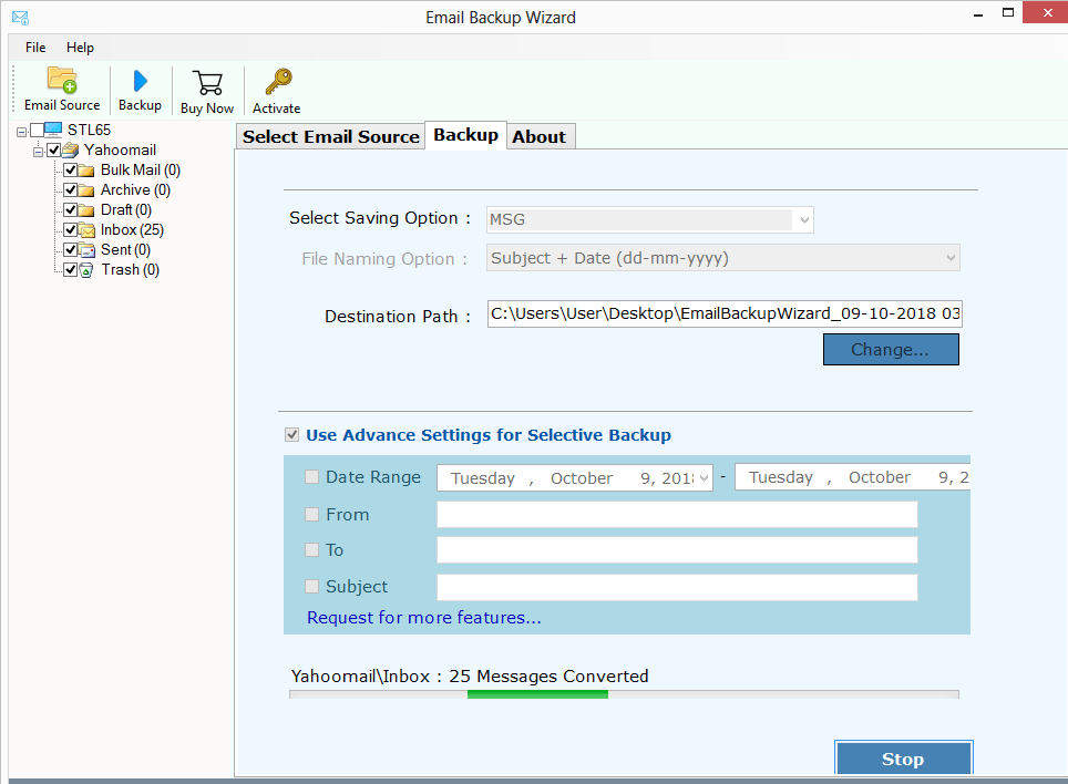 Yahoo Backup Tool To Migrate Backup Yahoo Mail Folders To 30